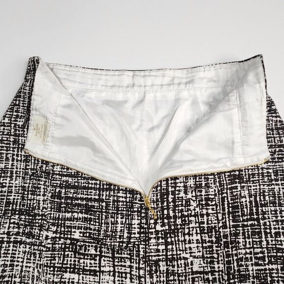 Kate Spade Skirt Size 10 Classsic Black White Abstract Geometric Grid Career - Picture 3 of 8